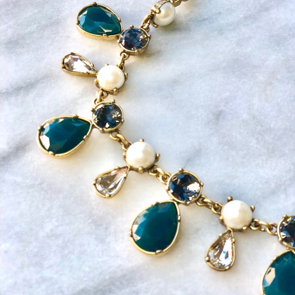 J. Crew Jewelry - Emerald, Gray Diamond, and Pearl JCrew Necklace